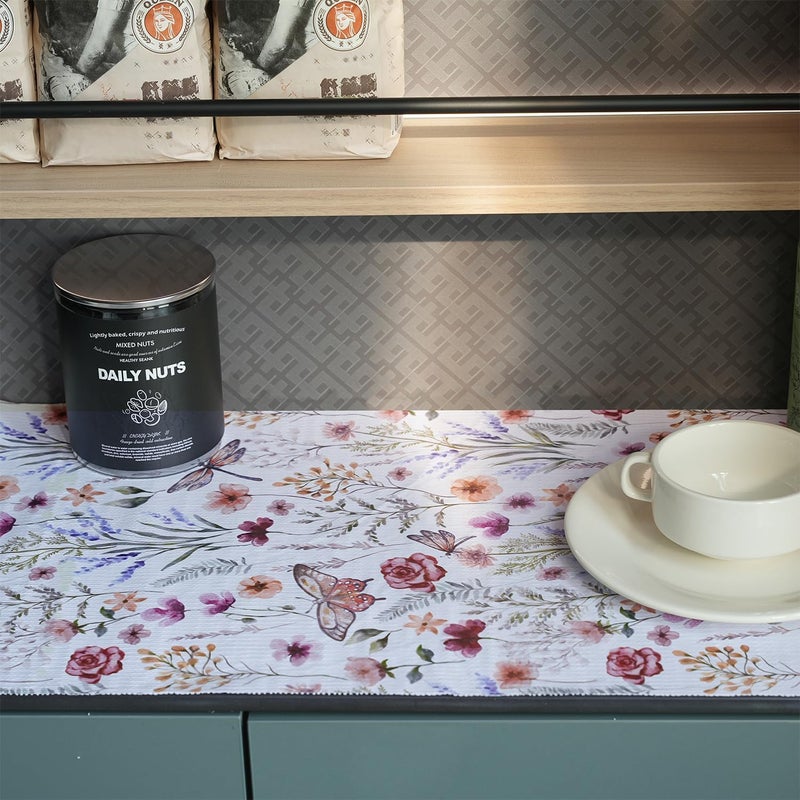 Amiitay Floral Shelf and Drawer Liner for Kitchen Cabinets,24IN x 10FT Non-Adhesive and Strong Non-Slip Cabinet Drawer Liners for Kitchen Shelf, Waterproof Cupboard Liners,Easy to Clean - Image 4